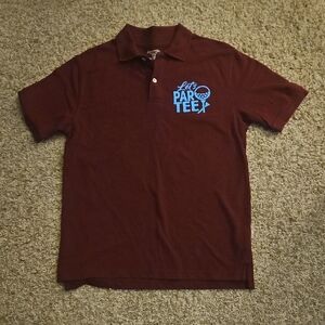 Maroon Polo Shirt with Blue Graphic
